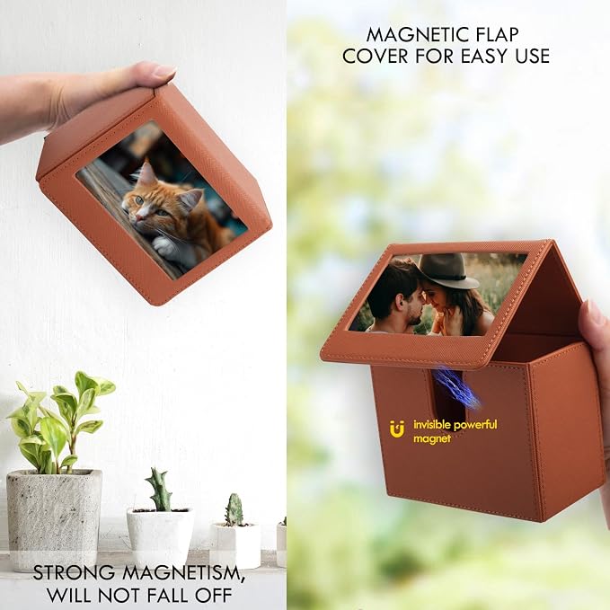 Photo Storage Box for Instax Wide/Polaroid Now+/I-Type/OneStep2 Instant Film, 3.5x4.25” Photo Holder fits for Fujifilm Instax Wide 400/300 Wide Picture Display - Brown - Image 5