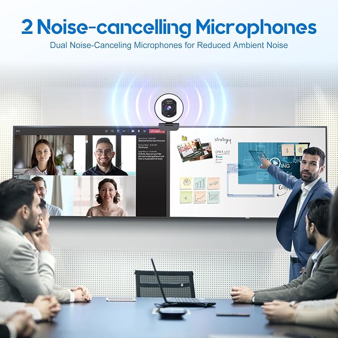4K Webcam with Ring Light & Built-in Microphone for PC Streaming | PDAF Autofocus,Supports 1080P 60FPS, Comes with Privacy Cover, Compatible with Zoom, Skype, Google Meet, Laptop Desktop Mac - Image 6