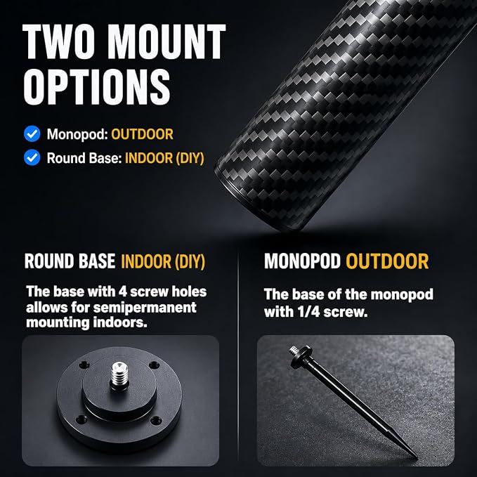 Carbon Fiber Monopod Golf Swing Recorder - Ultra Lightweight with MagSafe Magnetic Holder - Adjustable 32-55" Height - Ground Spike - Training Aid for iPhone Android - Image 6