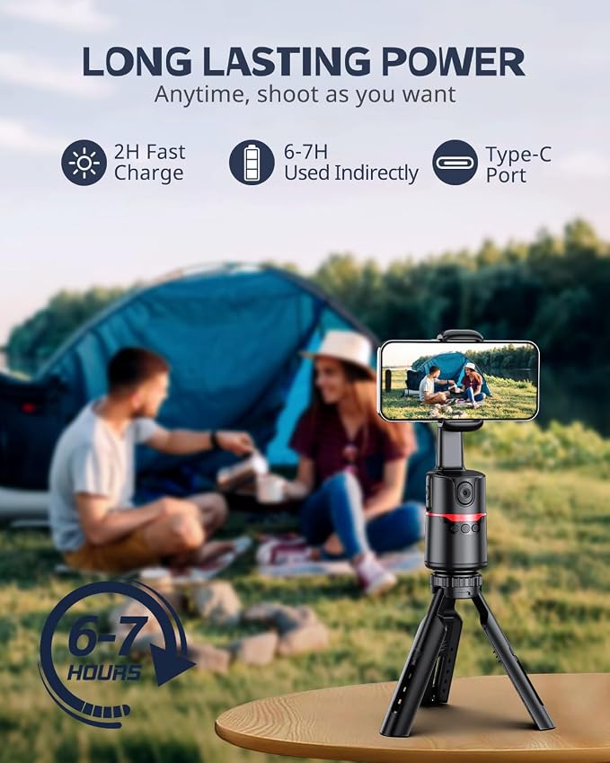 UBeesize Auto Face Tracking Tripod with Adjustable Desk Tripod, 360° Rotating vlogging kit for iPhone with Remote & Gesture Control, Rechargeable Selfie Fill Light, No App Required - Image 7