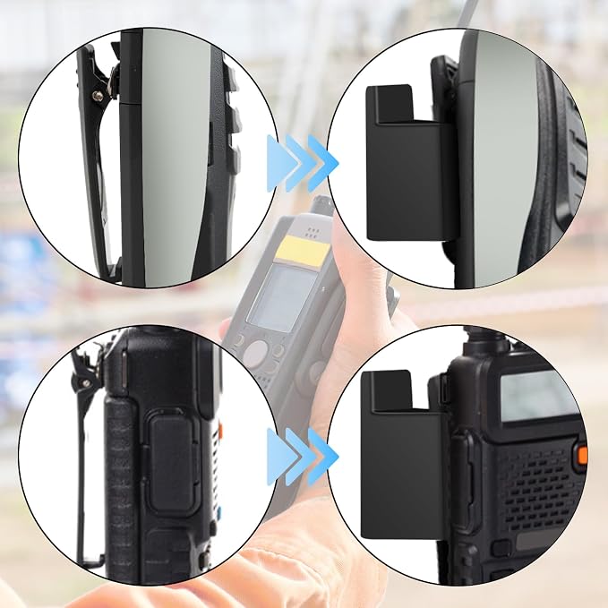 5pcs Walkie Talkies Belt Clip Holder | Black Walkie Talkie Car Mount Handheld Radio Holder with Back Adhesive for Most Handheld Intercom - Image 7