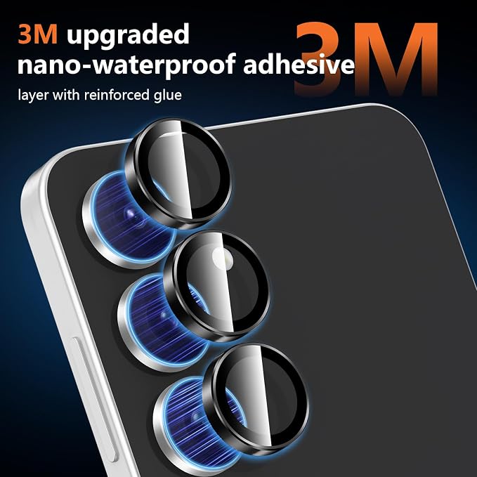 for Samsung Galaxy S25 FE Camera Lens Protector, Individual Metal Ring Tempered Glass Lens Cover, [Strong Adsorption] Scratch Resistant Ultra-Thin HD Clear Lens Cover, 1 Set-Black Ring - Image 4
