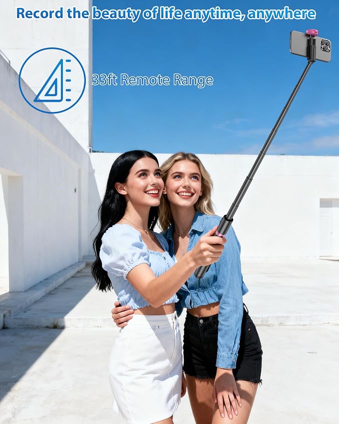 67" Selfie Stick Tripod with Wireless Remote for iPhone and Android | All-in-One Extendable Design, Compact Folded Size for Selfies, Video Recording, Live Streaming, Vlogging and Travel - Image 6