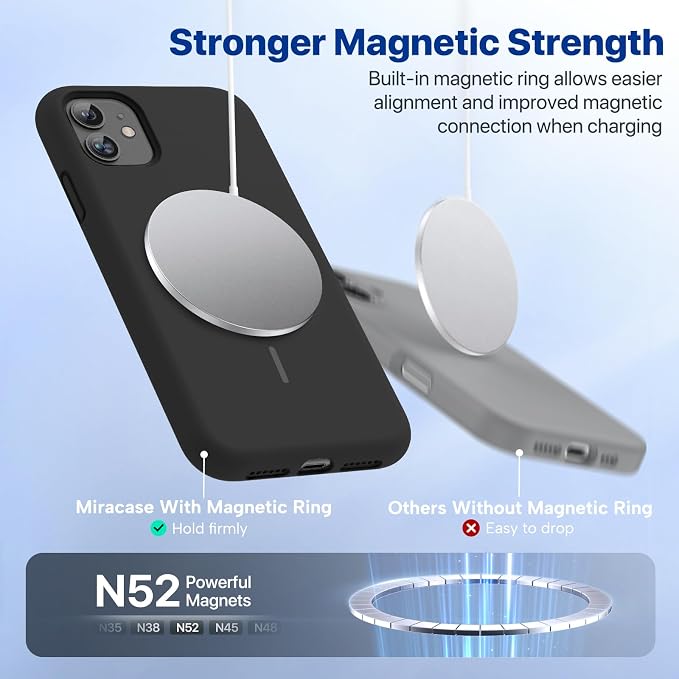 miracase Magnetic for iPhone 11 Case, [Soft Anti-Scratch Microfiber Lining], Compatible with MagSafe, Silicone Shockproof Protection Phone Case for 11, Black Magnetic - Image 5