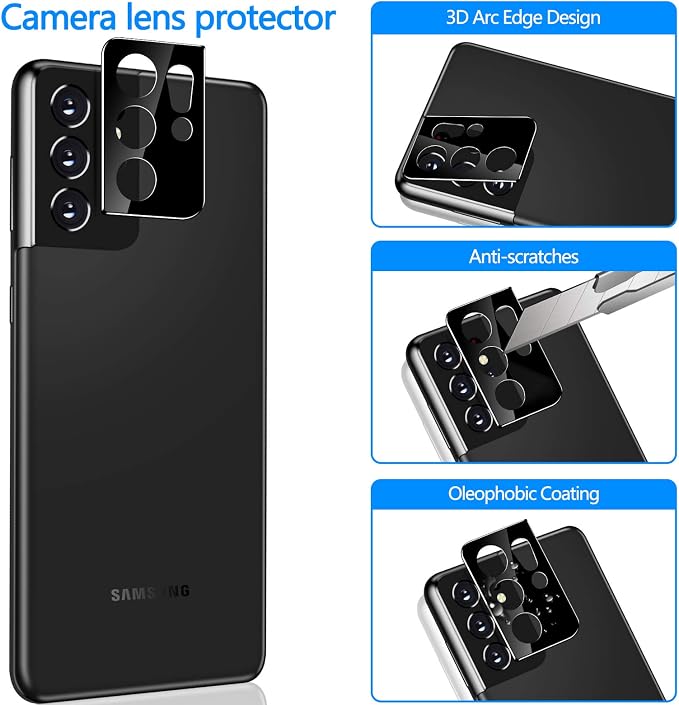 LYWHL [2+2 Pack for Samsung Galaxy S21 Ultra Privacy Screen Protector [Support Fingerprint ID] Anti-Spy Full Adhesive Flexible Film + Camera Lens Glass Protector for Galaxy S21 Ultra 6.8” 5G 2021 - Image 5