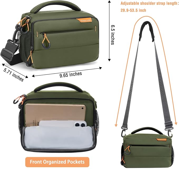 MOSISO Small Camera Bag for Photographers, Camera Shoulder Bags, Army Green | DSLR/SLR/Mirrorless Cameras,Waterproof Crossbody Padded Photography Bag with Rain Cover for Canon/Nikon/Sony - Image 6