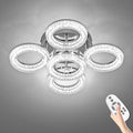 Modern Ceiling Light, 5 Rings 16.9'' Dimmable LED 49W Flush Mount Ceiling Lights with Remote Acrylic Crystal Round Ceiling Light Fixture, Bedroom Living Room Dining Room, Chrome by OKELI