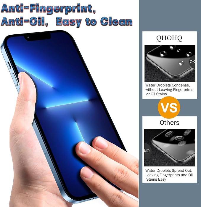 QHOHQ 3 Pack Screen Protector for iPhone 13 Pro Max 6.7" with 3 Pack Tempered Glass Camera Lens Protector, Ultra HD, 9H Hardness, Scratch Resistant, Easy Install - Case Friendly - Image 3