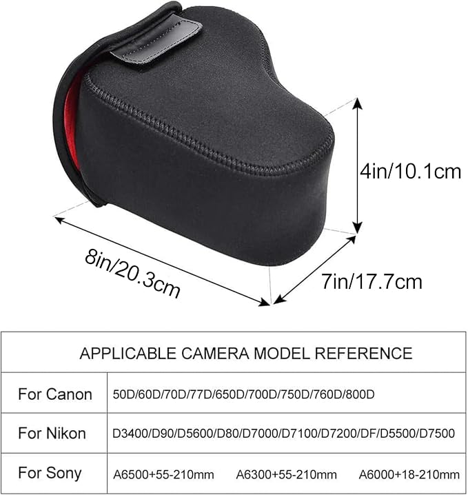 CADeN DSLR SLR Camera Sleeve Case with Neoprene Protection, Compatible for Nikon, Canon, Pentax, Sony and ect...(Large Black)… - Image 6