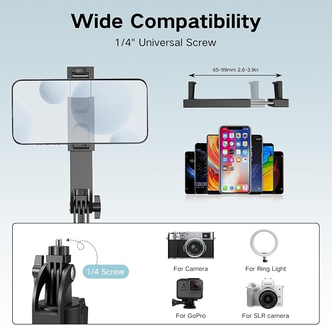 70.9” Auto Face Tracking Tripod for iPhone with Light,360 Rotation that Follows Your Movement,Phone Tripod for iPhone/Android/GoPro,Selfie Stick with Remote for Live Stream Video Recording - Image 7