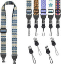 FIEIL Grey and Blue Geometric Shoulder Strap, Adjustable Camera Strap with 2 Sets of Quick-Release Buckles, Comfortable Neck Strap for iPad, Tablet, Camera, Laptop, Binocular, Luggage Bag by FIEIL