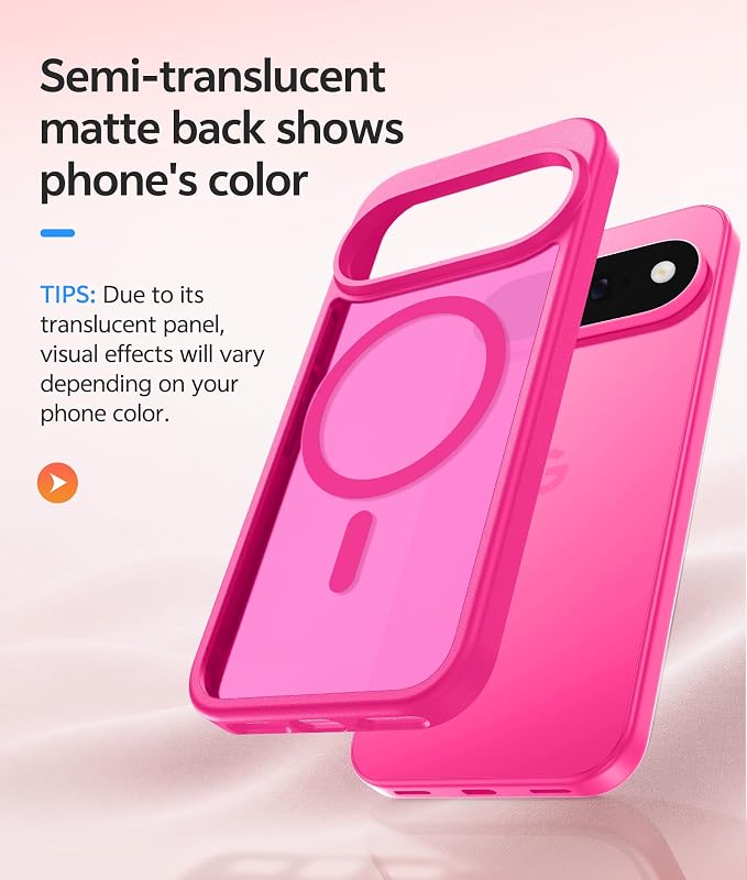 FNTCASE for Google Pixel 11 Pro Case / Pixel 11 Case, with Screen Protector | Fit for Magsafe, Translucent Matte, 14FT Military Grade Drop Protection, Shockproof Protective Phone Cover, Hot Pink - Image 5