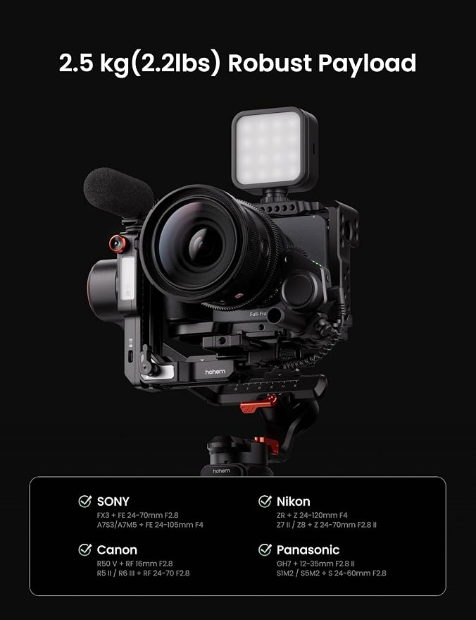 Hohem iSteady MT3 Pro 3-Axis Gimbal Stabilizer for Camera, AI Tracker with CCT/RGB Light, for Mirrorless/Pocket/Action Camera/Smartphone, Detachable Touchscreen Control, for Canon/Nikon/Sony/Fujifilm - Image 7