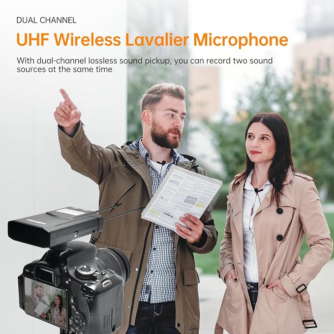 COMICA CVM-WM100PLUS UHF Wireless Lavalier Microphone for Camera Smartphone | 48 UHF Selectable Channel, Noise Cancellation, 160ft Stable Range, Dual Lapel Mic for YouTube TikTok Vlog Interview Stream - Image 8