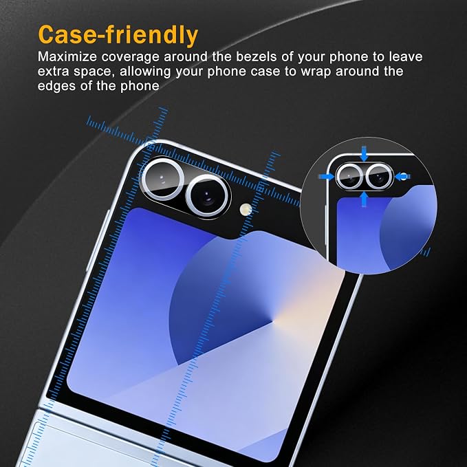3 Pack Camera Lens Protector for Samsung Galaxy Z Flip 6 | Tempered Glass,Anti-Fingerprint,9H Hardness,Scratch Resistant,Easy to Install,Bubble Free,HD Clarity - Image 3