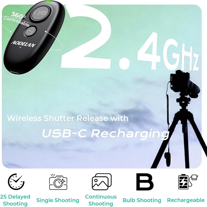 USB-C Rechargeable Wireless Camera Remote Shutter Release for Sony | A7 IV, A7 III, A7R V, A7R IV, A7S III, A1, A9 II, A9, A6600, A6500, A6400, A6000, RX100 VII, RX100 VI, ZV-1, FX3, FX30 - Image 2
