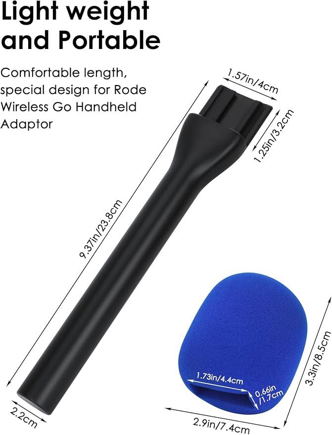 SUNMON Handheld Mic Stand for Rode Wireless Mic with Pop Filter(Blue), Holder for Rode Go 2/Wireless Pro, Interview Microphone Adapter Handheld for Wireless Go/Wireless ME - Image 3