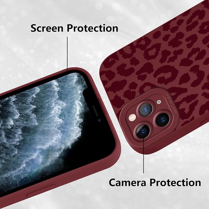 Cute Burgundy Cheetah Print Phone Case for iPhone 11 Pro 5.8" | Aesthetic Leopard Pattern Design Cover Full Camera Lens Protective Shockproof Soft Slim TPU Funda for Women Girls - Image 5