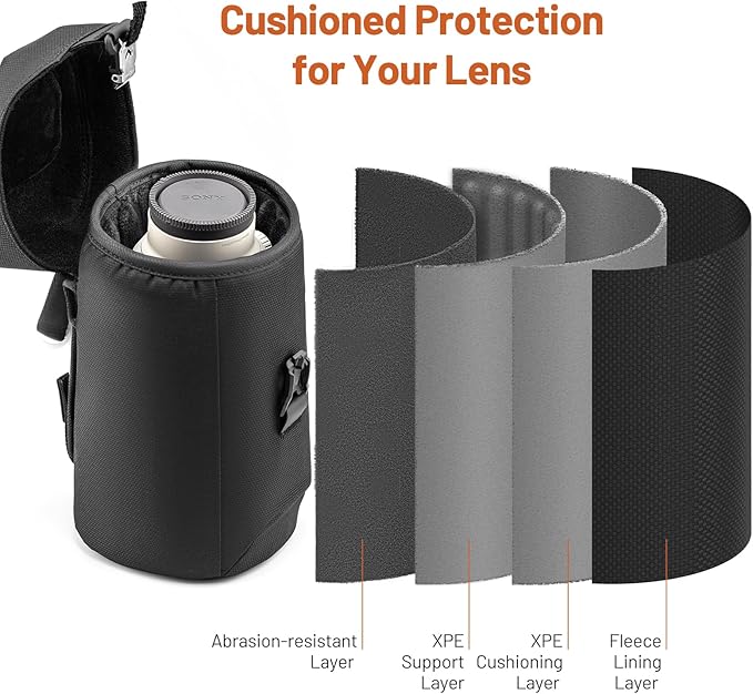 PGYTECH Camera Lens Case, Protective Lens Bag Pouch, Size L | Magnetic Buckle Water Resistant Lens Pouch for DSLR Camera Lens, Thick Camera Lens Bag for Nikon/Tamron/Fuji/Canon - Image 4