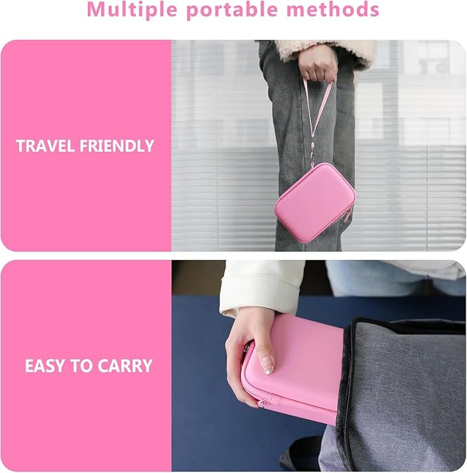 Carrying Case Compatible with Fujifilm Instax Mini EVO Instant Camera, INSTAX MINI EVO Camera Storage Holder Travel Bag with Mesh Pocket for Photos, USB Cables, Film, Pink - Image 6