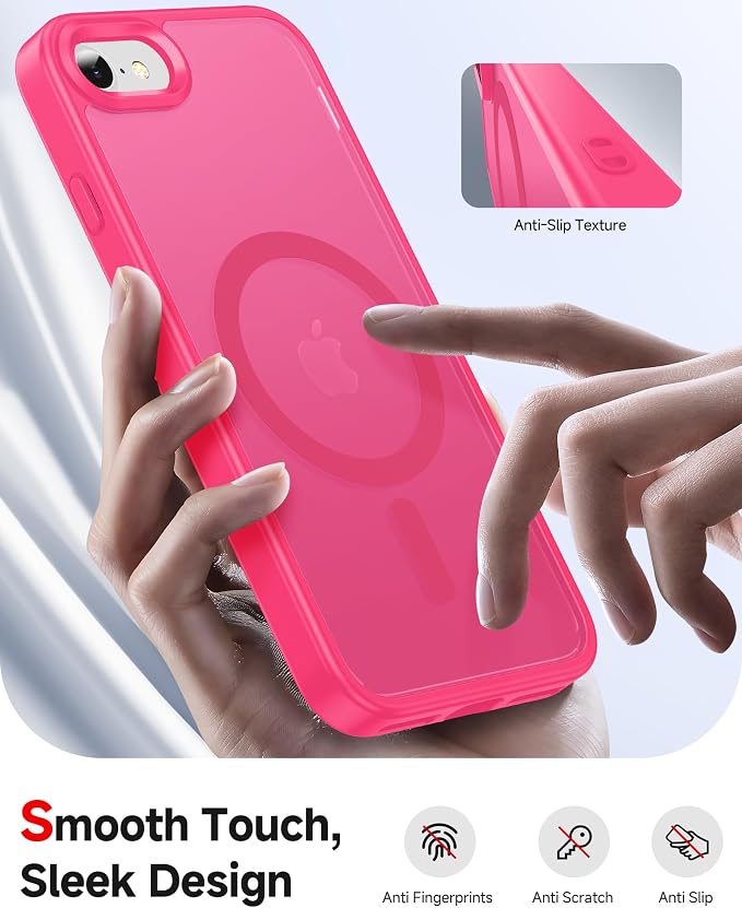 LeYi for iPhone SE-3rd-Generation Case Pink: iPhone SE Cases with [ Camera Cover X2+ Screen Protector X2] i Phone 8 Cover iPhone 7 for Magsafe Magnetic Slim SE3 3rd Generation SE2 2nd Gen, Hot Pink - Image 4