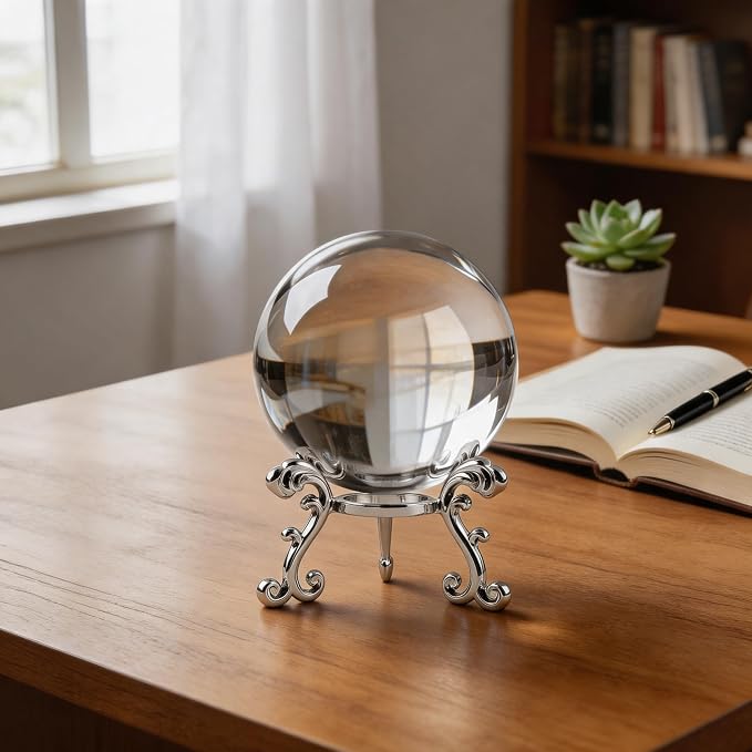 ZEERSHEE 3.9in Crystal Ball with Stand, Photography Prop for Decor | Premium K9 crystal Polished for exceptional clarity Includes display stand and gift box Ready to display - Image 6