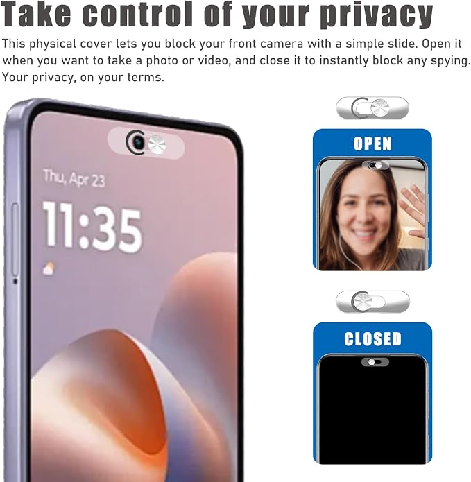 Front Camera Cover Compatible for Smartphones,Webcam Cover Compatible for Pixel/Galaxy/iPad,Protect Privacy and Security,Camera Slide Protection,2 Pack-Silver - Image 6