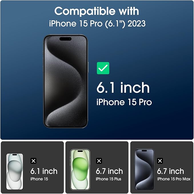 amFilm OneTouch 2+6 Pack Compatible with iPhone 15 Pro Screen Protector 6.1" Tempered Glass with Camera Lens Protector Accessories, Premium Easiest Installation Kit 9H HD, Case Friendly - Image 2