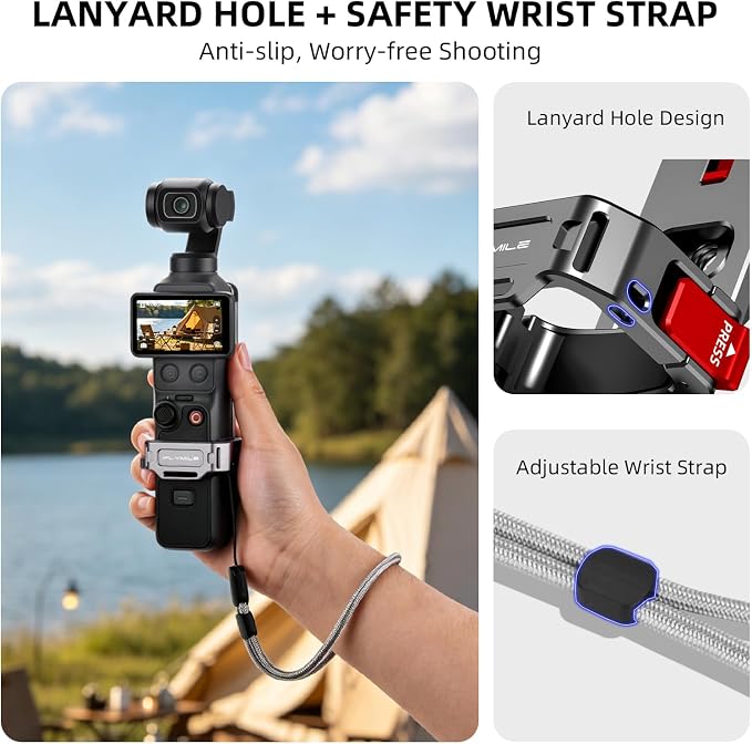 Pocket 4/3 Magnetic Mini Tripod Mount, Metal Cage Clamp Frame with Mantis Hook Stand, Cold Shoe＆ 1/4" Screw for DJI Osmo, 180° Adjustable Expansion Adapter Holder for Xtra Muse Accessories - Image 7