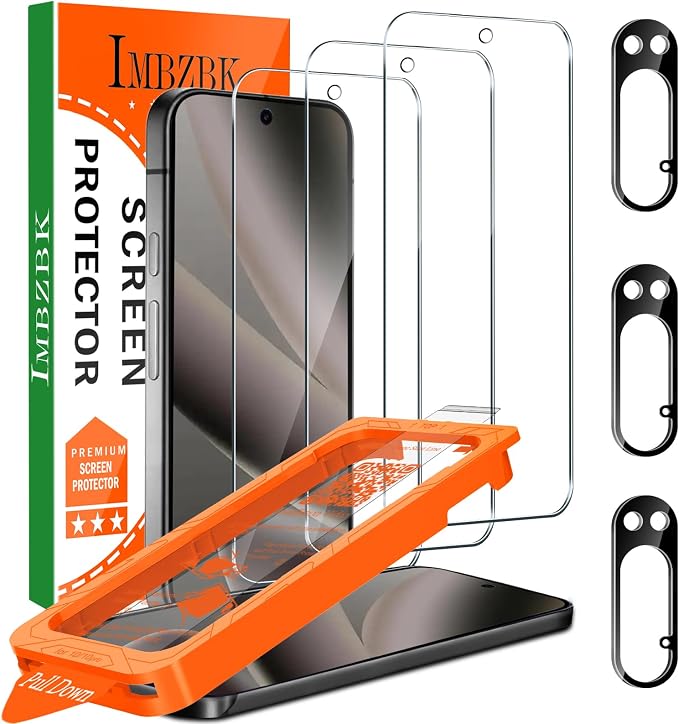 IMBZBK 3 Pack Screen Protector for Google Pixel 10 Pro, Tempered Glass | 9H+ Hardness, Military Grade Shatterproof, Case Friendly, Bubble Free Auto-Dust Removal, with 3 Camera Lens Protectors by IMBZBK