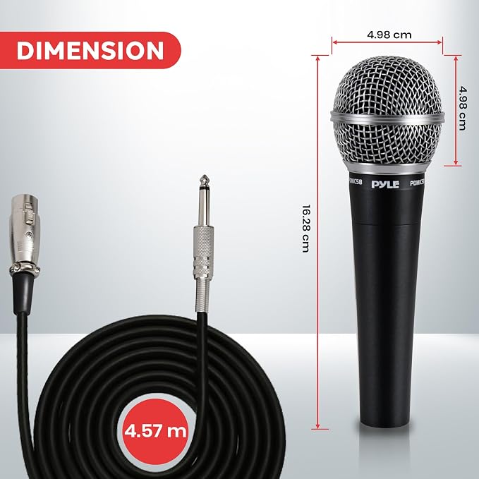 Pyle Microphone, Dynamic Cardioid, XLR Cable Included, Unidirectional, Rugged Construction, Built-in Pop Filter, Perfect for Stage & Studio, High Gain, Ultra-Wide Frequency Response, 15ft Cable - Image 2