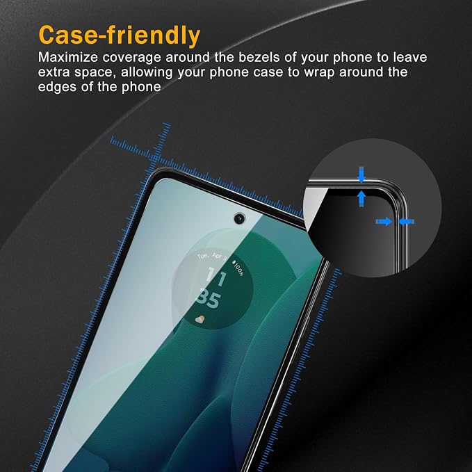 3 Pack Privacy Screen Protector for Motorola Moto G 5G 2024 With 3 Pack Camera Lens Protector, Anti Spy Tempered Glass Film, 9H Hardness, Black Protector, Anti-Scratch, Bubble Free - Image 2