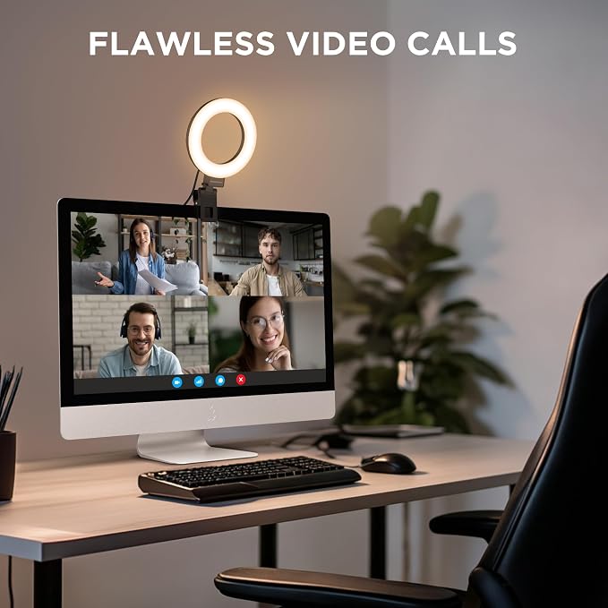 InnoGear 60 LED Ring Light with Stand for Computer Selfie Video Conference | LED Lights for Video, Clip On, Remote Control, 5 Color Modes, Adjustable, Monitor, Laptop, Easy to Attach, Recording - Image 7