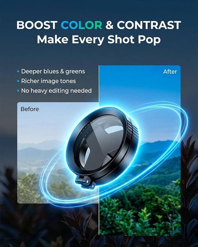 Anti-Glare Magnetic Phone Filter 2-in-1 Magnetic Cpl & Star Filter Lens for iPhone Anti Glare Camera Compatible with iPhone 12-17 Reduces Reflections Enhances Colors 52mm Polarizing Filters(Cpl2) - Image 6