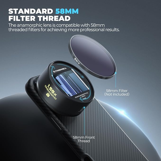 Freewell 1.55x Gold Anamorphic Lens for 17mm Mount iPhone, Samsung | Advanced Smartphone Lens for Wide Cinematic View, Golden Flares, and Enhanced Video Clarity - Image 6