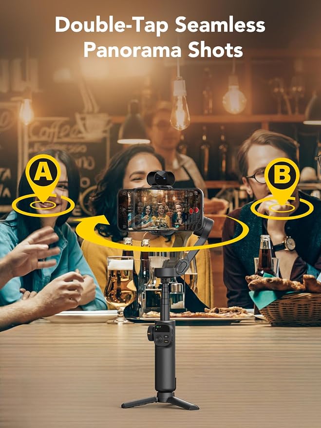 AOCHUAN Gimbal Stabilizer for Smartphone,NO APP Tracking,20CM Extension Rod,Face & Object Tracking stabilizer for iPhone & Android,3-Axis OLED Gimbal for Video Recording-AOCHUAN Smart X2AI Black - Image 5