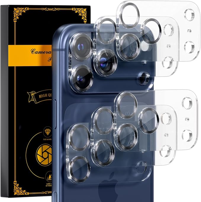 for 6 Pack iPhone 17 Pro Max Camera Lens Protectors, CD Black | [Drop Protection] [Case Friendly] [Easy Installation] 9H Tempered Glass Camera Screen Protector Cover Accessories 6.9-inch by Beuxece