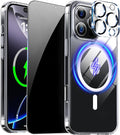 Magnetic for iPhone 16 Pro Max Case Clear with Privacy Screen | Full Camera Protector, Compatible with MagSafe, with Privacy Screen Protector, Shockproof Phone Cover, Transparent by ZOZDOKG