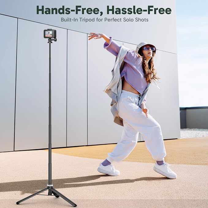 AKASO 63"/160cm Selfie Stick Tripod Extendable Action Camera Mount | Compatible with AKASO EK7000/Brave 4/EK7000 Pro/Brave 7 LE/Brave 7/GoPro Hero 13/12/11/10/ 9/Max/DJI Osmo Action 5/4/3 - Image 5