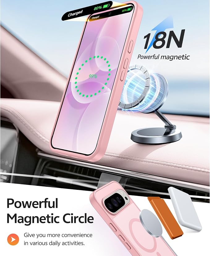 FNTCASE for Google Pixel 10 / Pixel 10 Pro Case, Compatible with Magsafe | Screen Protector, Translucent Matte, 14FT Military Grade Drop Protection, Shockproof Protective Phone Cover, Light Pink - Image 3