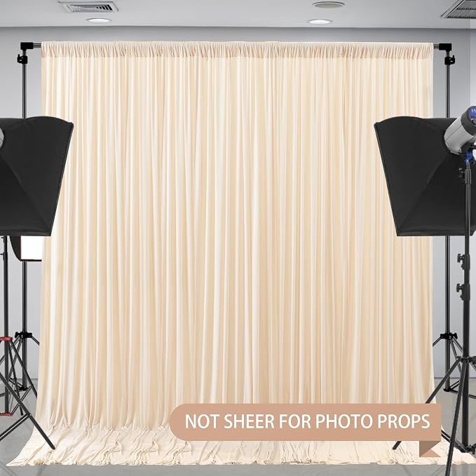 Deep Champagne Backdrop Curtain 4 Panels-Wrinkle-Free Curtains Polyester Photography Drapes for Baby Shower Birthday Party Photo Background Backdrop Stand- 16 X10FT (Champagne) - Image 7