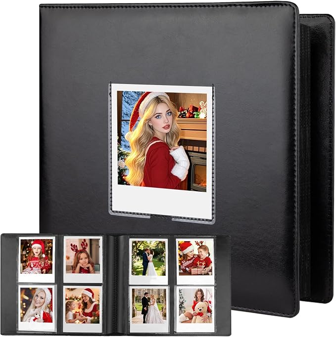 256 Pockets Photo Album for Instax Wide & Polaroid 600/i-Type Photos, Brown | Fits 3.5 x 4.25 inch Photos & Fujifilm Instax Wide & SX-70, Acid-Free Pages, PU Leather Cover, Front Window, Side-Loading by VEICEVOL
