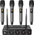 TONOR Wireless Microphones System, Handheld Microfono Inalambrico, Gray | 4x10 Channels Cordless Mics, 60 m/200FT UHF Range with Stable Signal Transmission for Karaoke Singing Party Church Wedding by TONOR