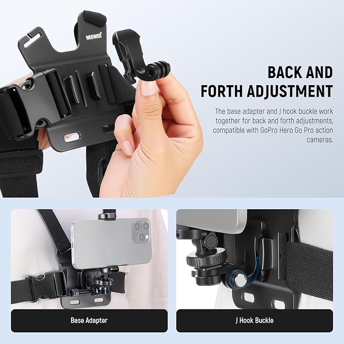 NEEWER Mobile Phone Chest Mount Head Strap Mount, Quick Release POV Vlog Accessory Kit for Video Recording, Compatible with iPhone GoPro Hero Insta360 DJI AKASO Action Camera, GP-74 - Image 3