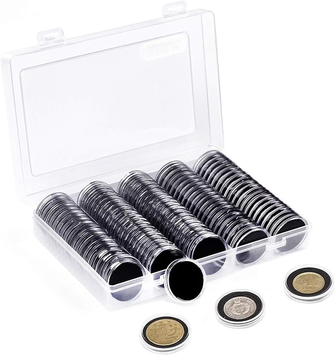 SPLF 100 Pieces 30mm Coin Capsules and 5 Sizes (17/20/25/27/30mm) Protect Gasket Coin Holder Case with Plastic Storage Organizer Box for Collection Supplies by SPLF