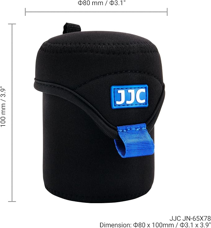 JJC Small Neoprene Camera Lens Pouch Case, Fits Lens up to 2.6 x 3.1inches | Water-Resistnat, Fold Over Closure, Compatible with Canon RF 50mm f/1.8, Sony FE 55mm f/1.8, Sigma 56mm f/1.4 - Image 6