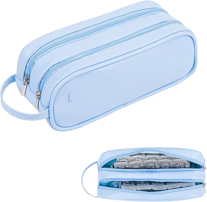 Daily Contact Lens Organizer case,Portable Storage Case for Disposable Daily Contact Lenses, Travel Storage Case with Clearly Labeled R & L, Storage up to 60 lenses (Blue) by Unknown