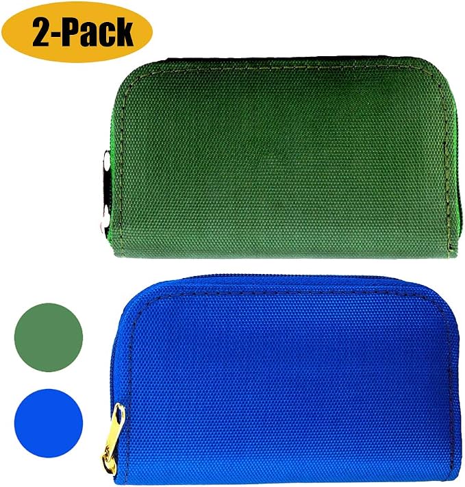 2PACK Memory Card Case - Carrying Case Suitable for Micro SD, Mini SD and 4X CF, Card Holder Bag Wallet for Media Storage Organization (Blue+Green) by JCSMARTEC