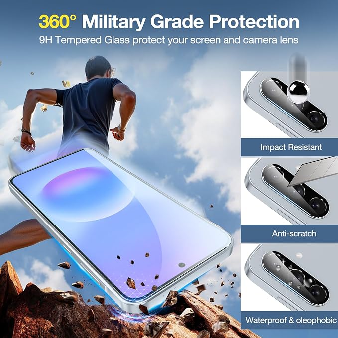 2+2 Pack for Samsung Galaxy A57 5G Screen Protector & Camera Lens Protector, Ultra HD Tempered Glass with Easy Installation Frame, Anti-Fingerprint, Anti-Scratch, Case Friendly, Bubble Free | 2+2 Pack, HD Clear Tempered Glass, Anti-Fingerprint, Anti-Sc... - Image 4