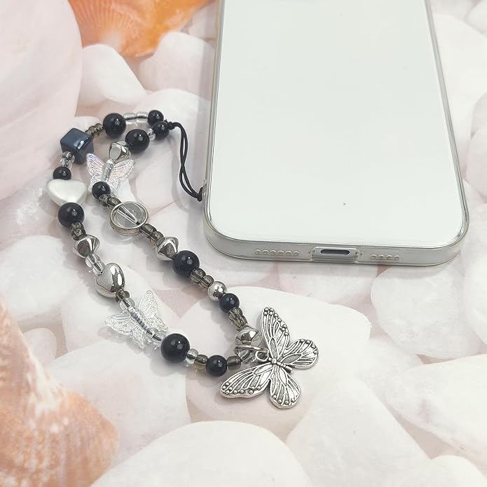 cioatu Phone Charms Cute Cherry Butterfly Cell Phone Lanyard Strap Wrist Strap for Bag Airpods Camera Pendants Decor - Image 3